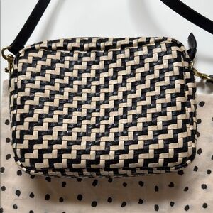 Clare V Black and Cream Midi Sac Crossbody